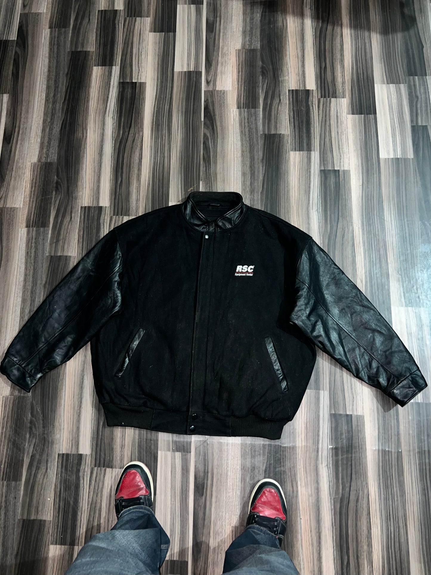 zPremium Leather Varsity Jacket (XL/2Xl)