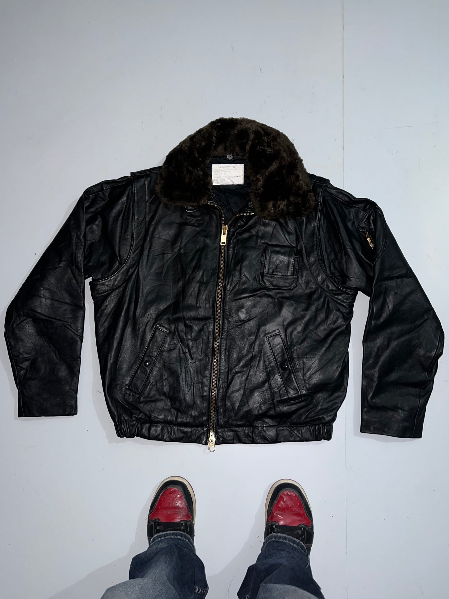 ZSuper RARE *Detachable Arms (Zip on arms) Original Leather Jacket (XL/2XL)