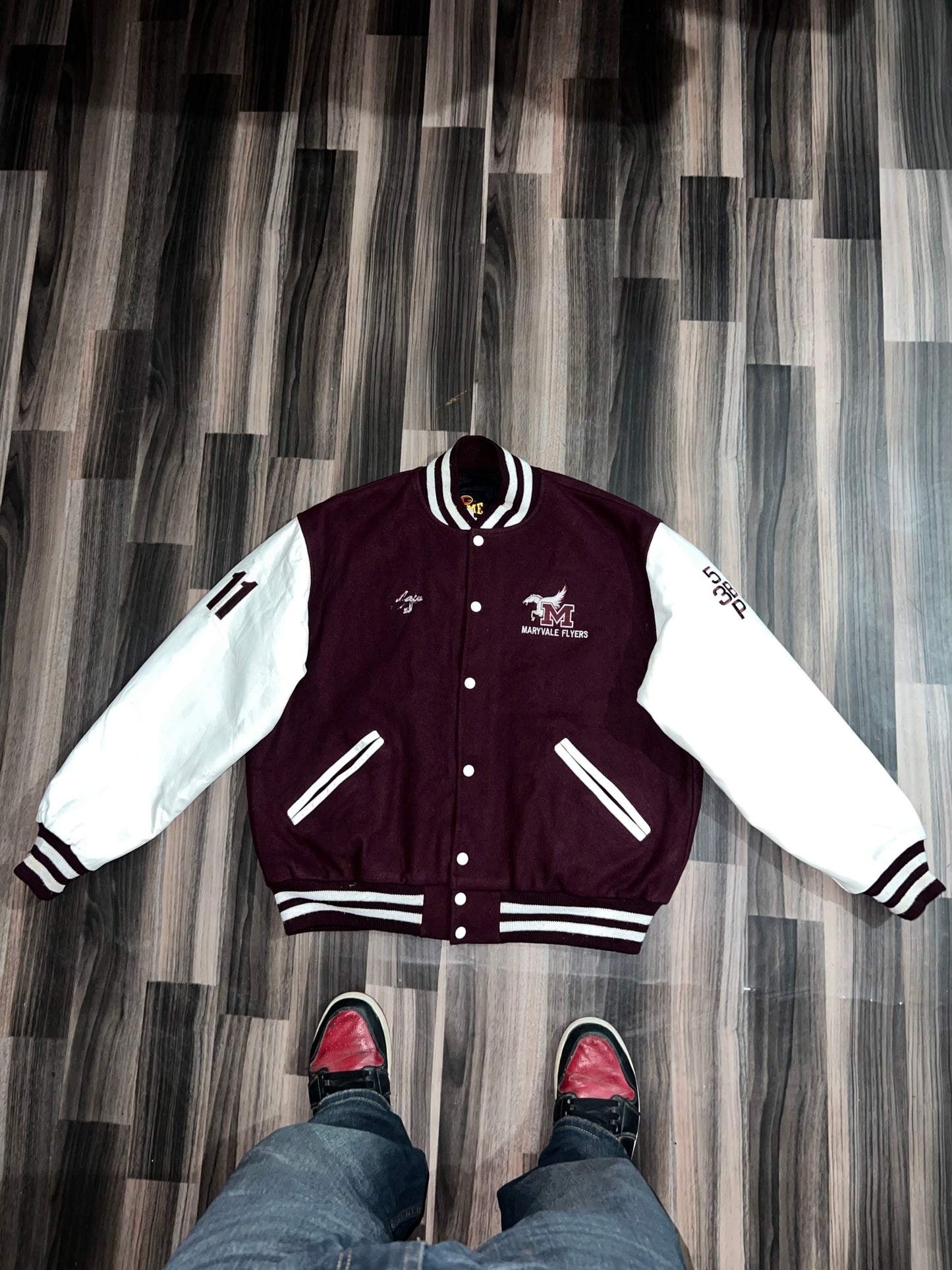 ZUltra Premium Leather Sleeve Varsity Jacket (L/XL)