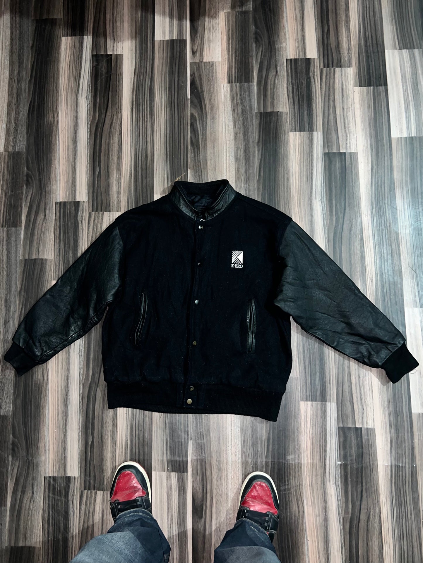 ZPremium Original Leather Sleeve Varsity Jackets (S/M)
