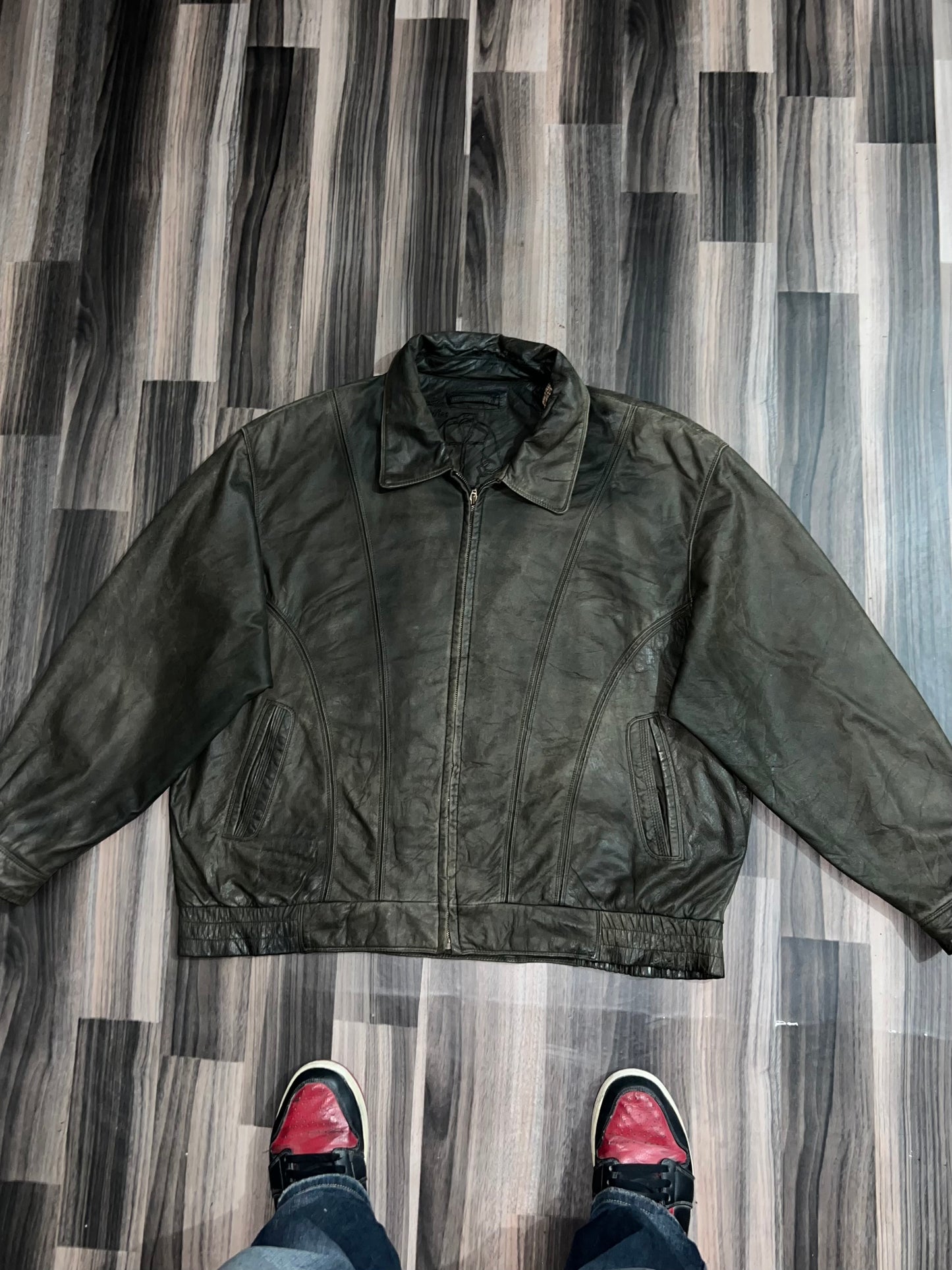 A b Super Premium Original Leather Jacket (2XL)