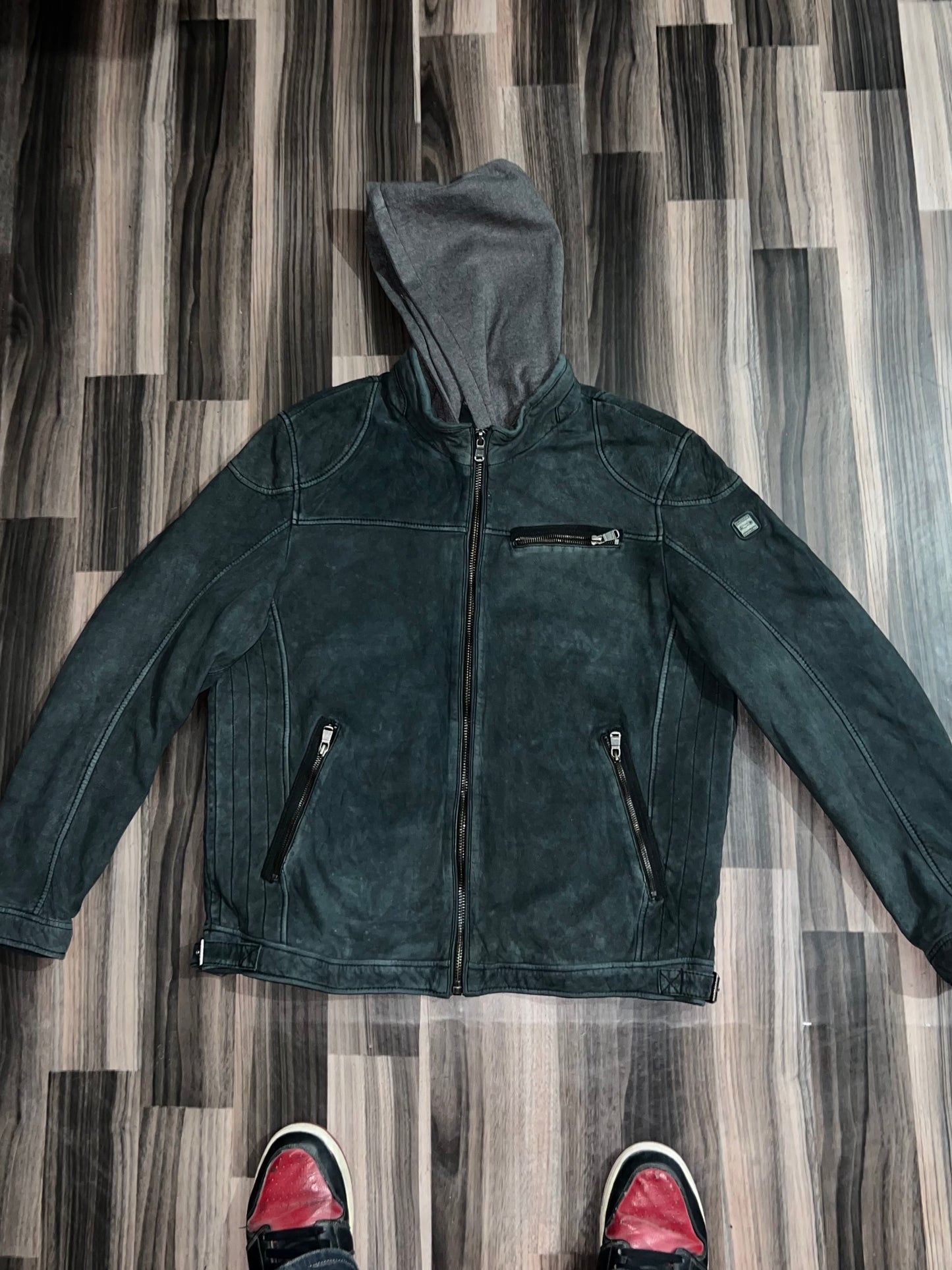 ZPremium Leather Jacket (Removable Cap) (L/XL)