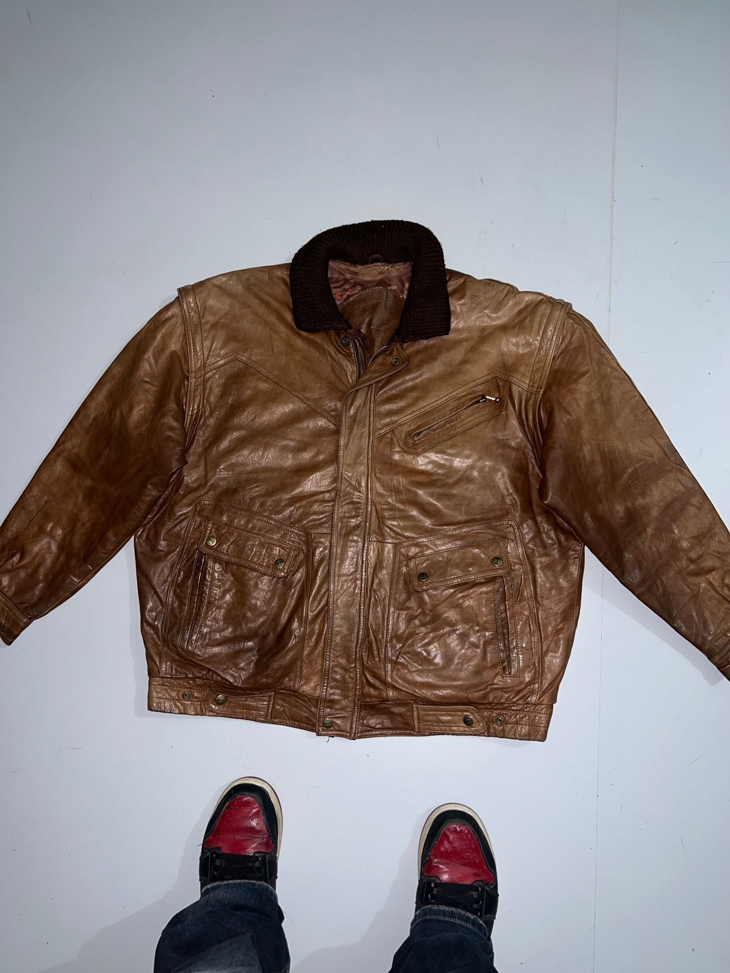 ZDetachable Arms Original Leather Jacket (XL/2XL)