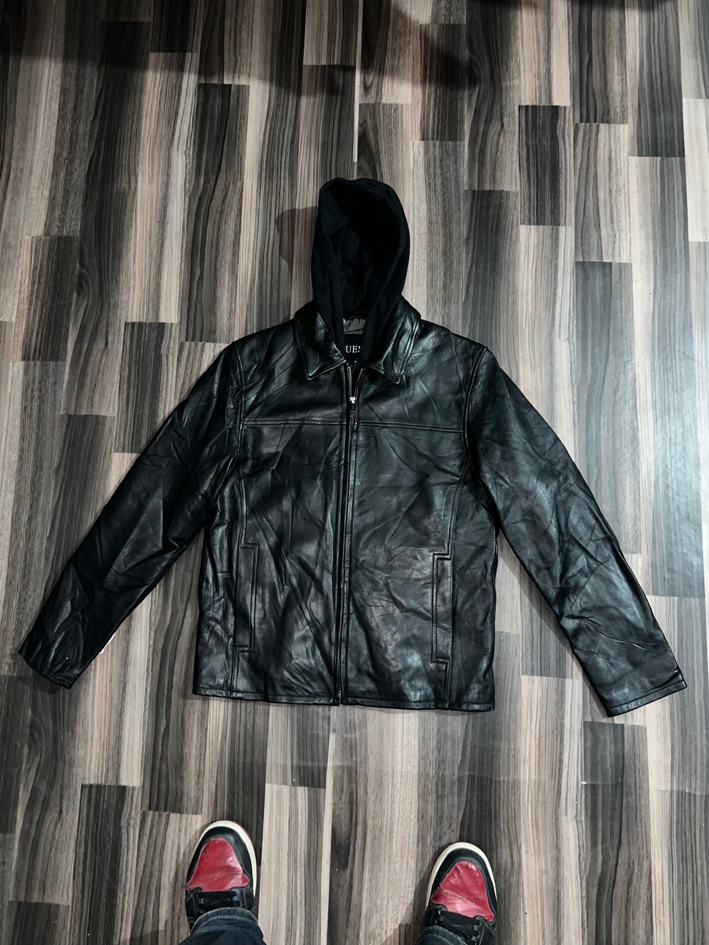 ZGuess Original Leather Jacket *Cap Removable* (RARE) S/M