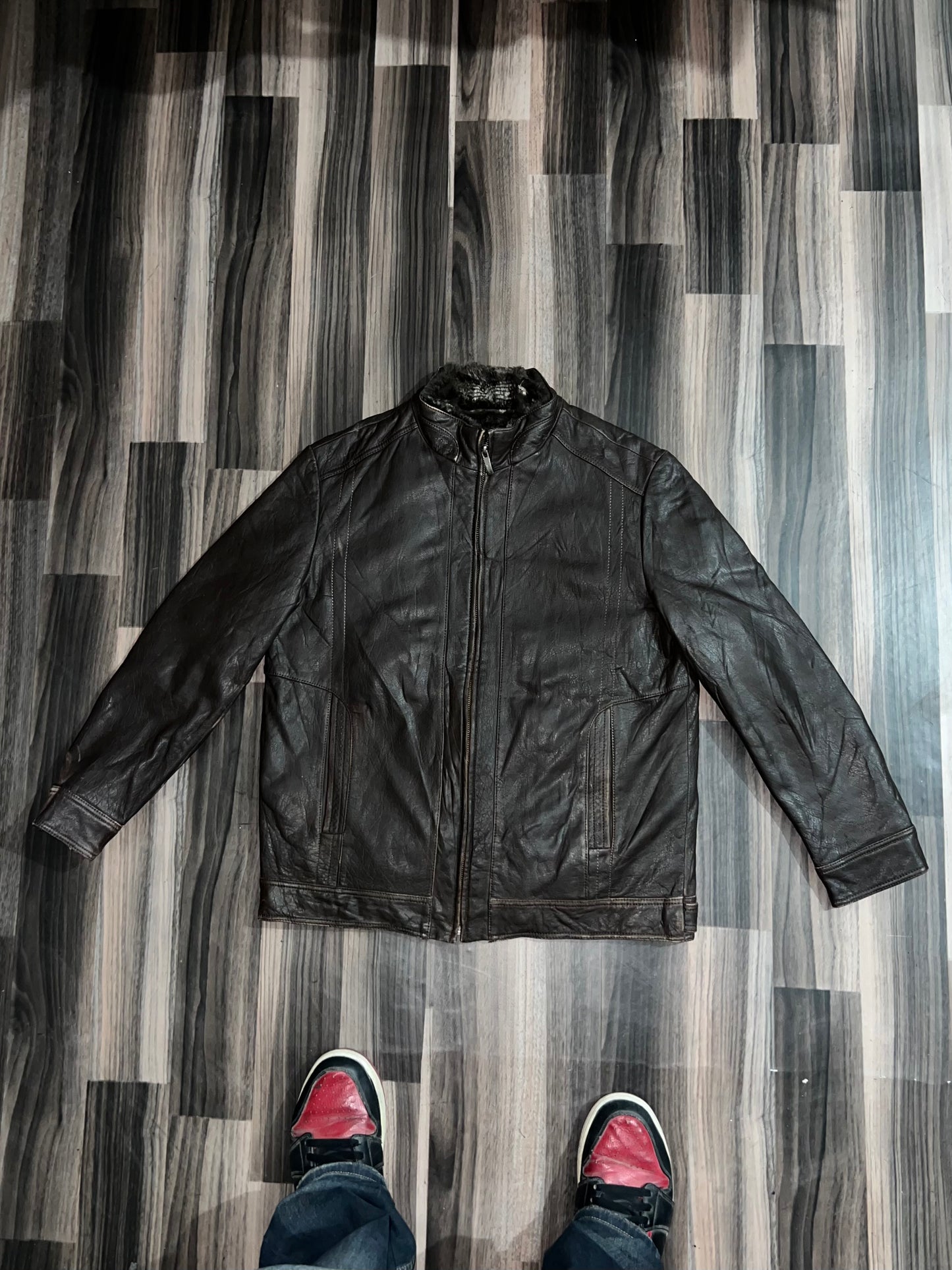 ZPremium Brown Leather Jacket S/M