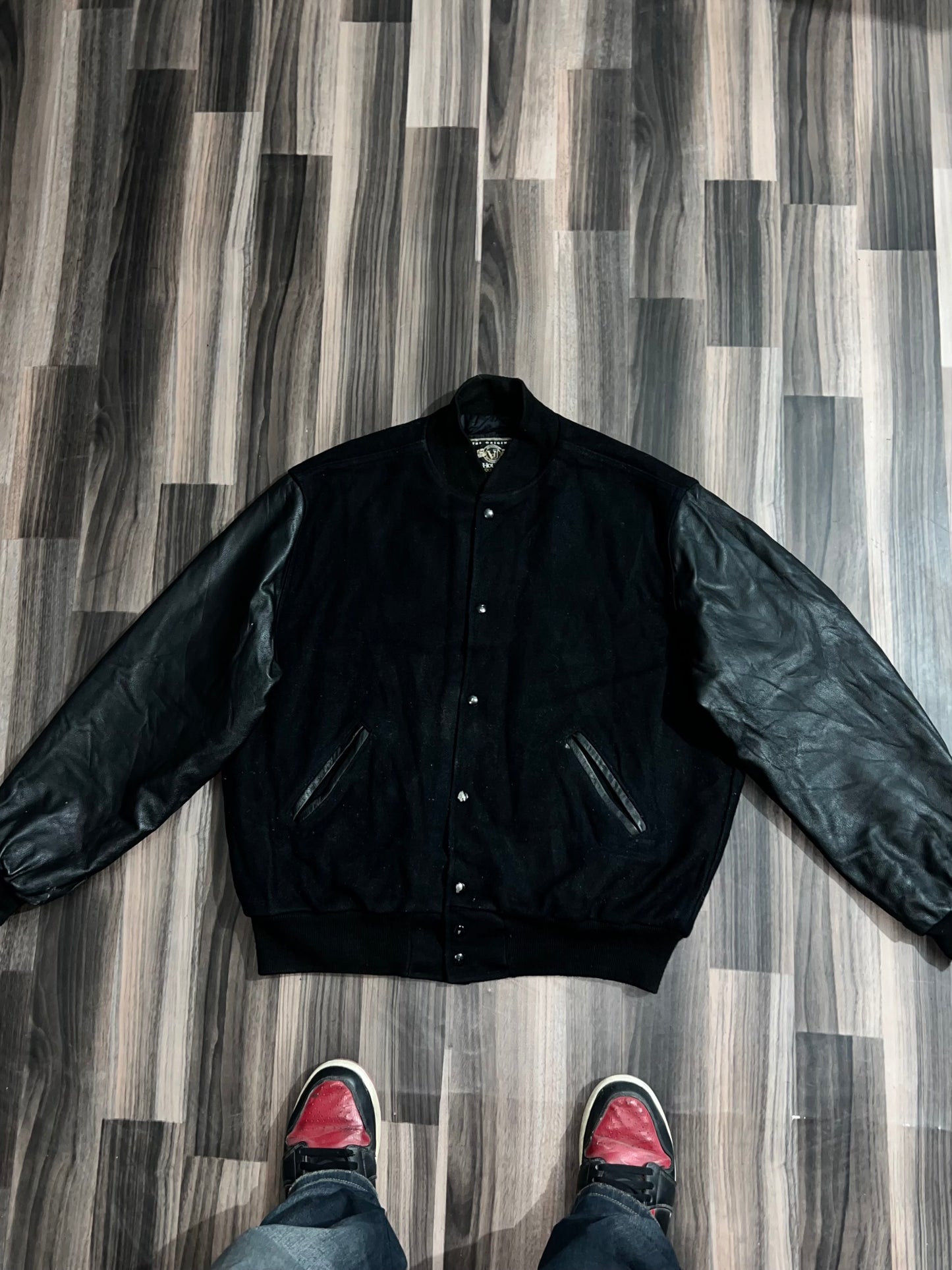 ZPremium Original Leather Sleeve Varsity Jacket (L/XL)