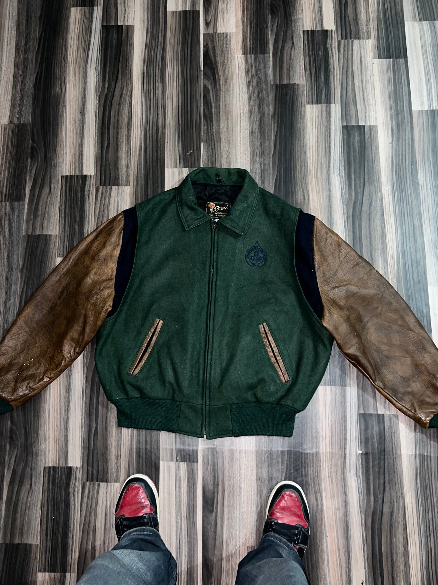 ZUltra Premium Leather Sleeve Varsity Jacket (RARE COLOUR) (L/XL)
