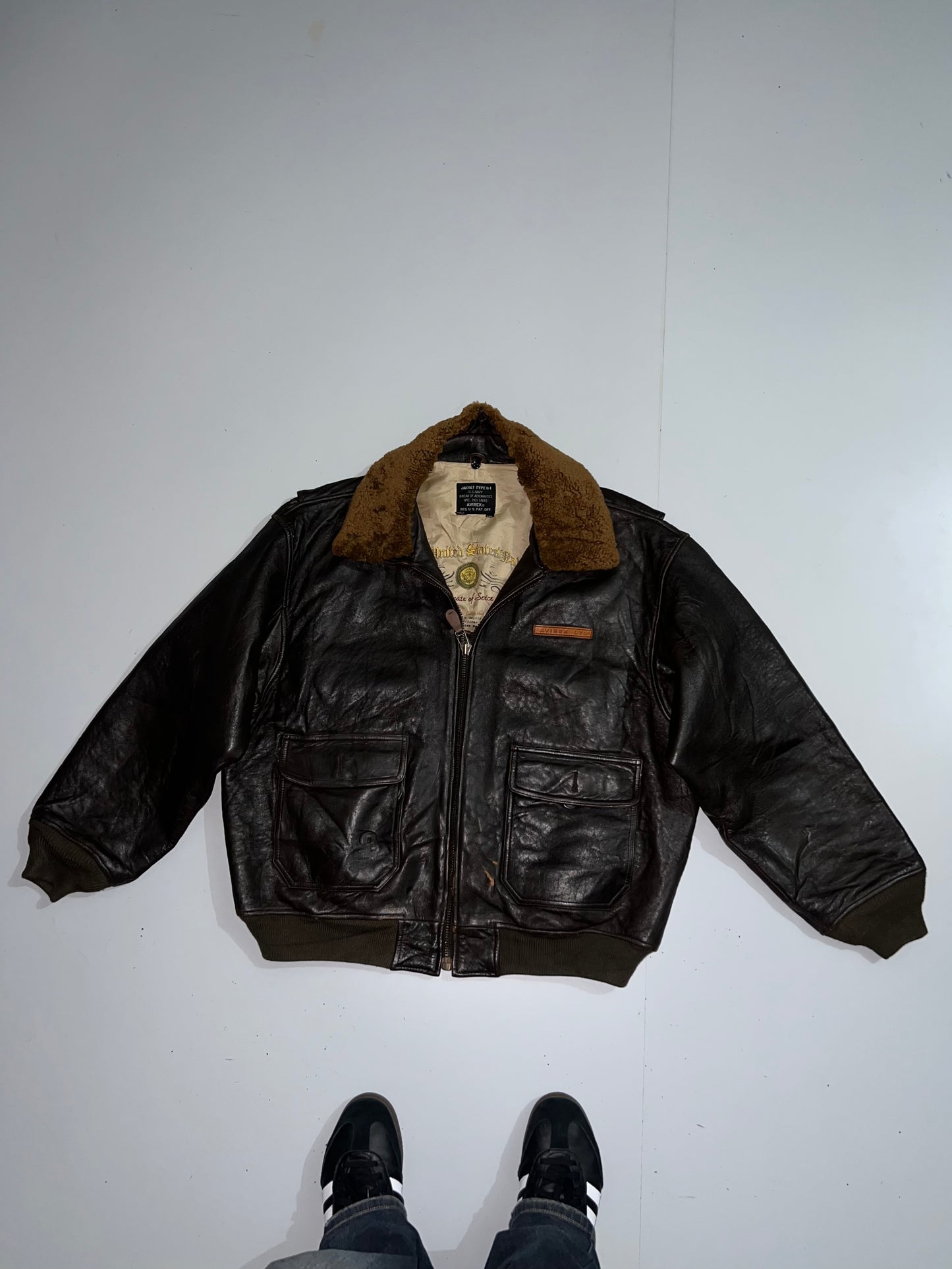! Rare Vintage Avirex G-1 U.S. Navy Leather Flight Original leather Jacket (2XL/3XL)