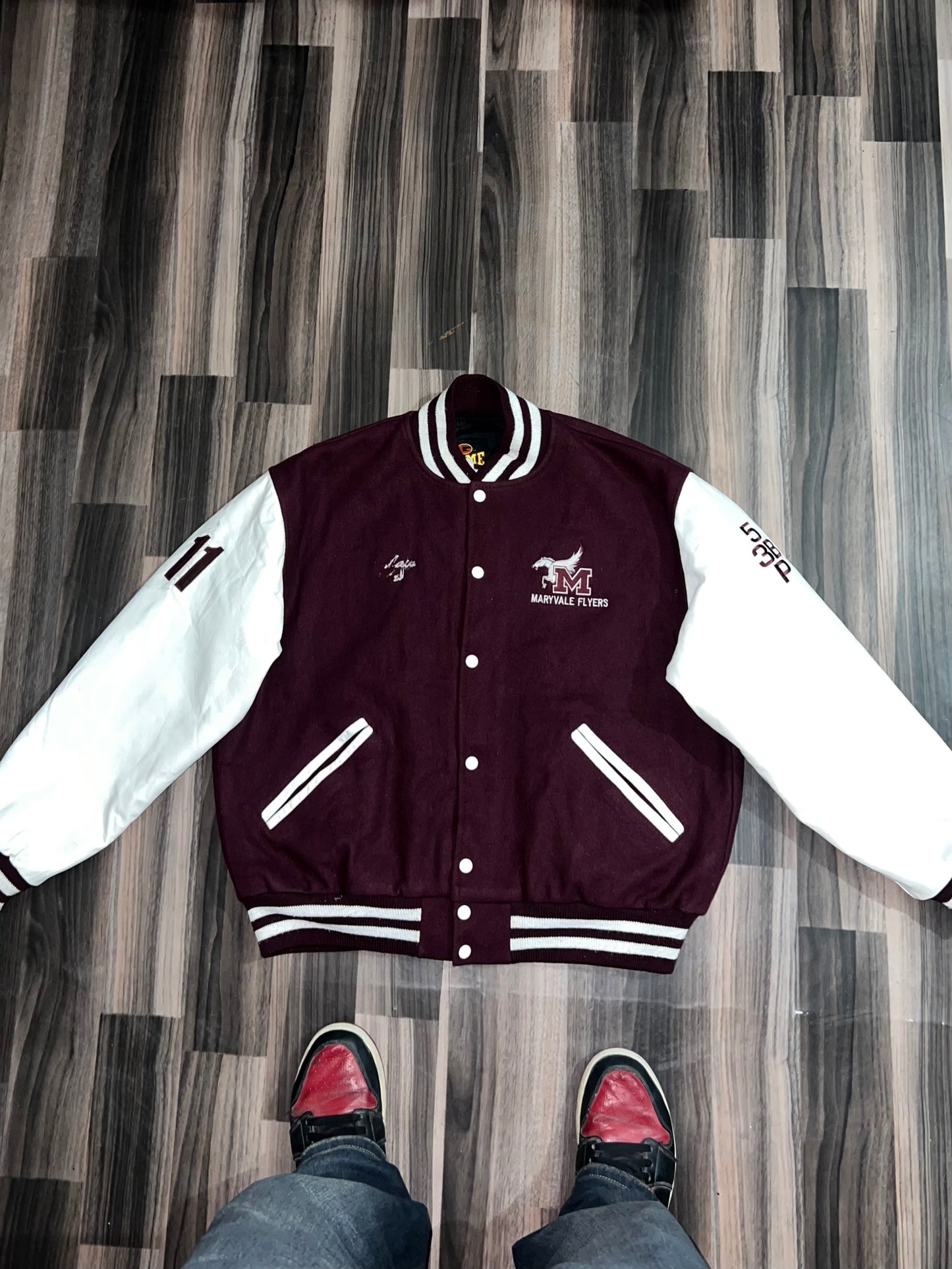 ZUltra Premium Leather Sleeve Varsity Jacket (L/XL)