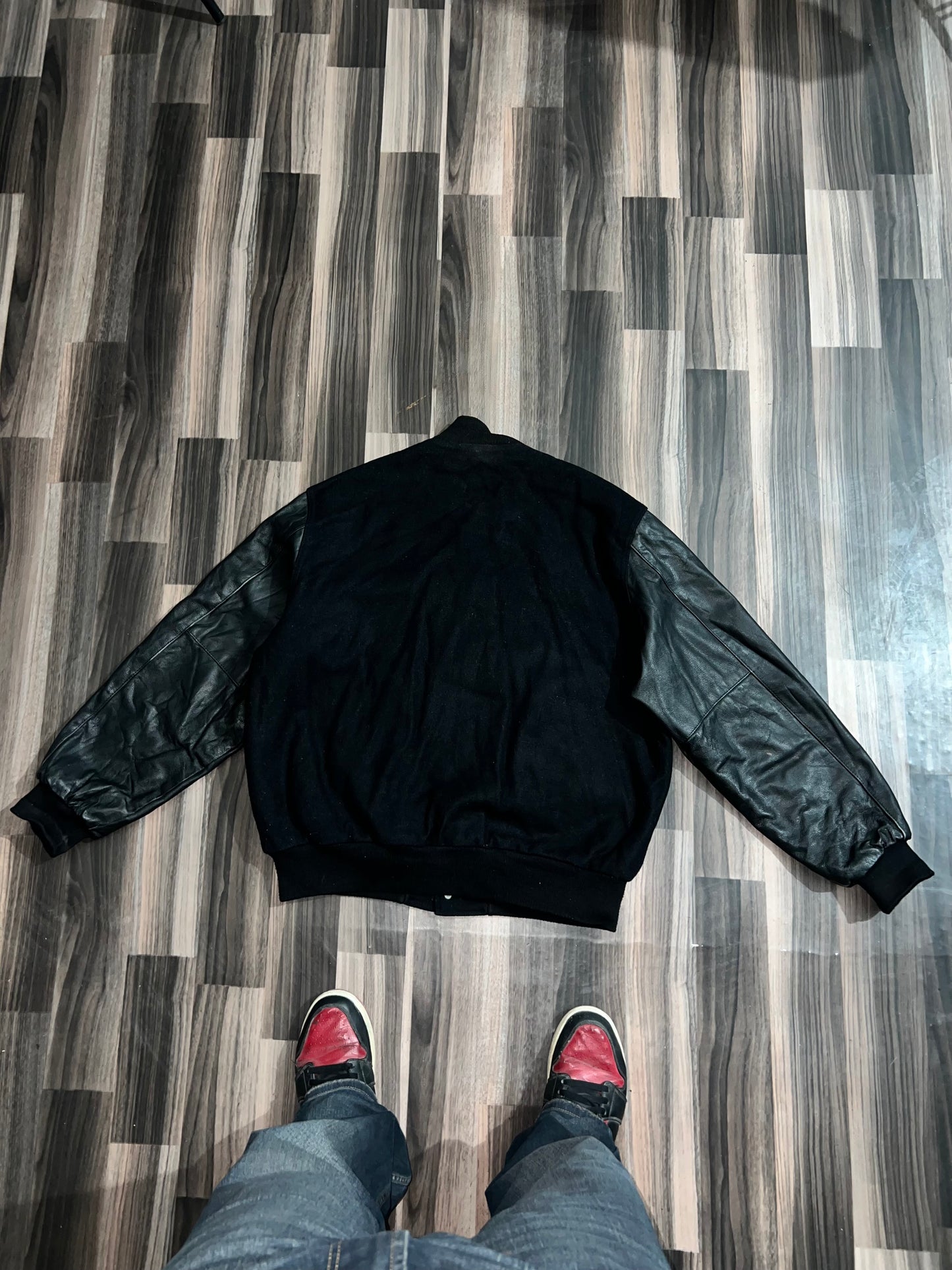 ZPremium Original Leather Sleeve Varsity Jacket (L/XL)