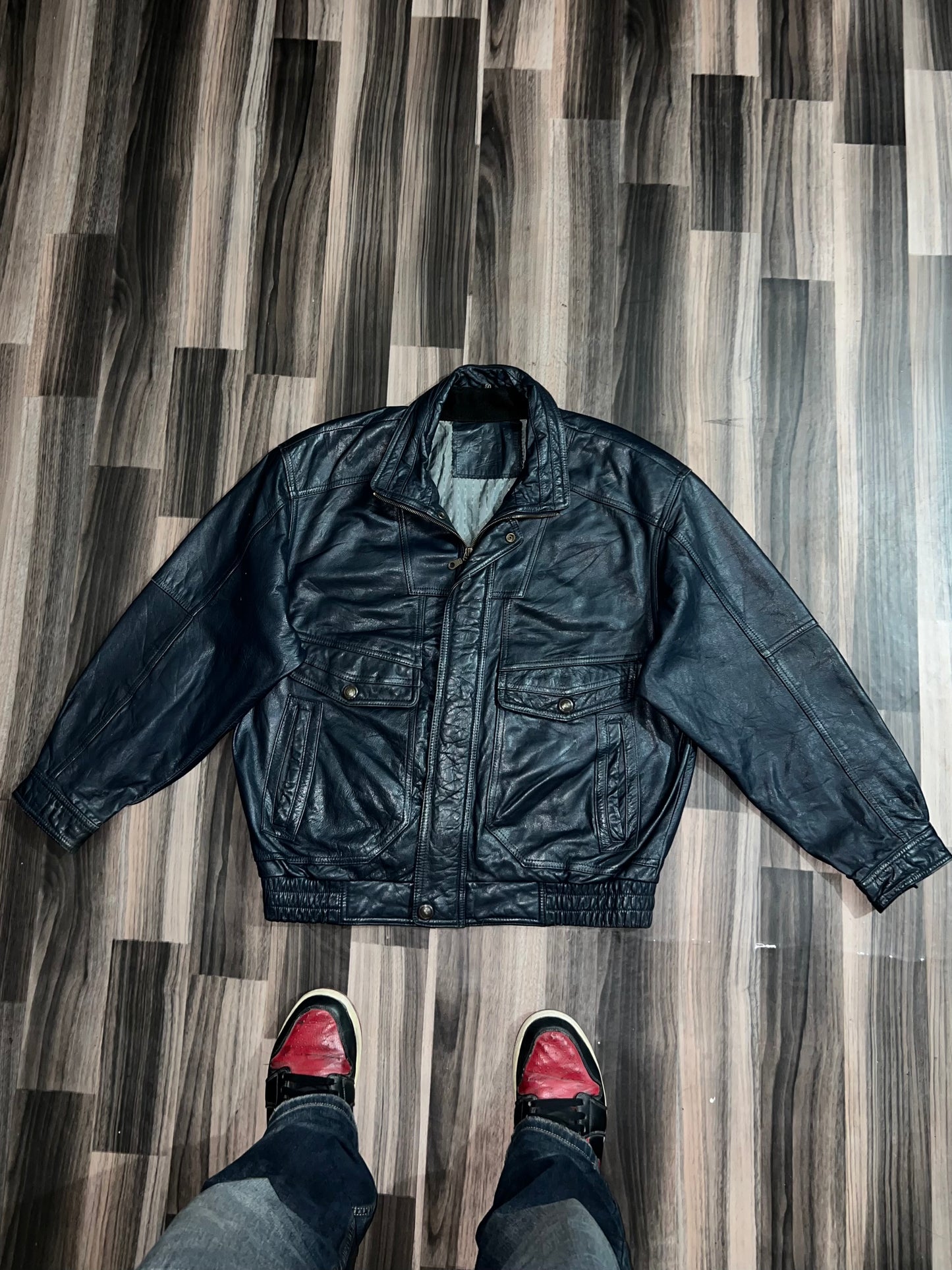 A b Super Premium Original Leather Blue Leather (XL/2XL)