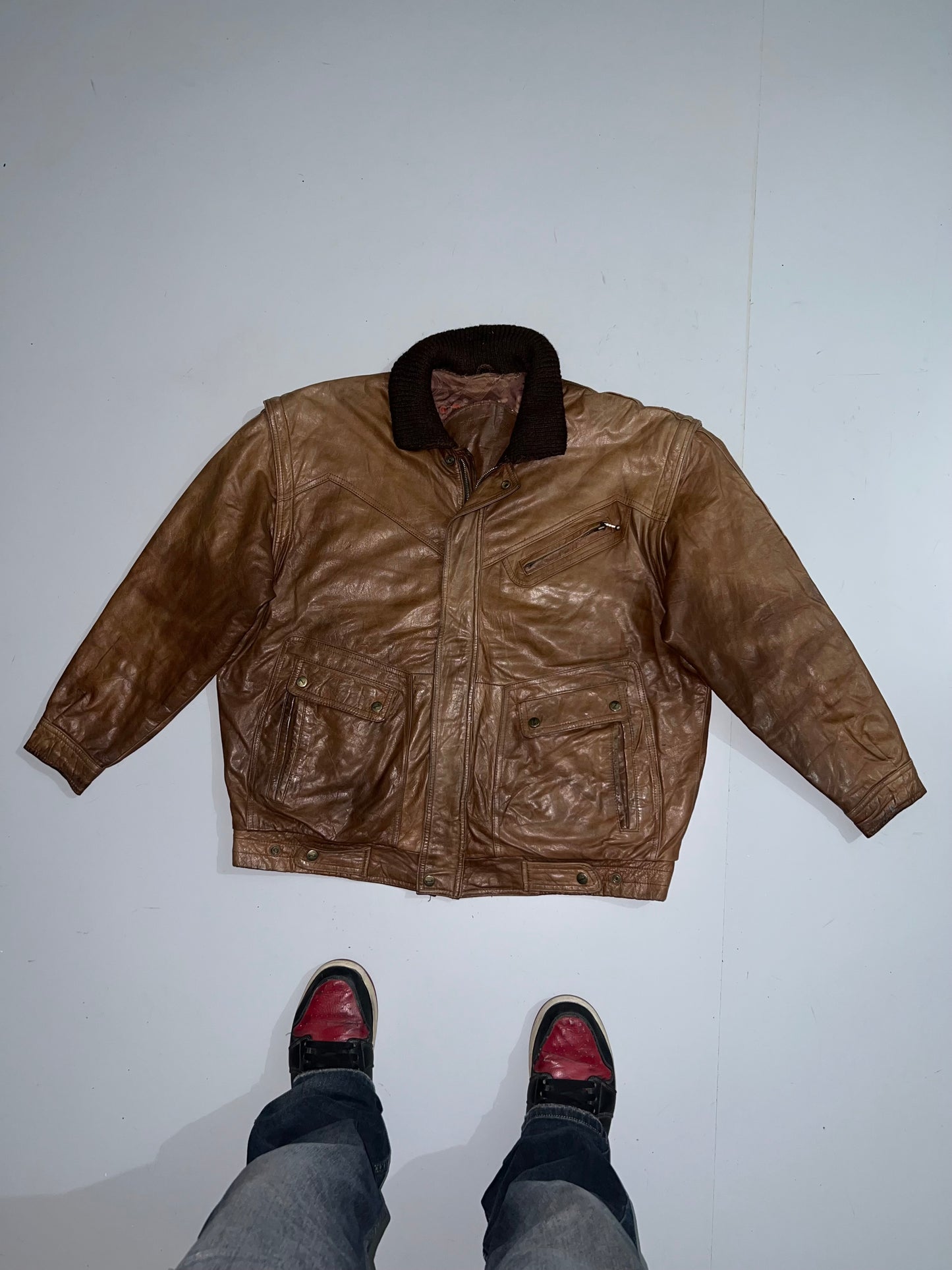 ZDetachable Arms Original Leather Jacket (XL/2XL)