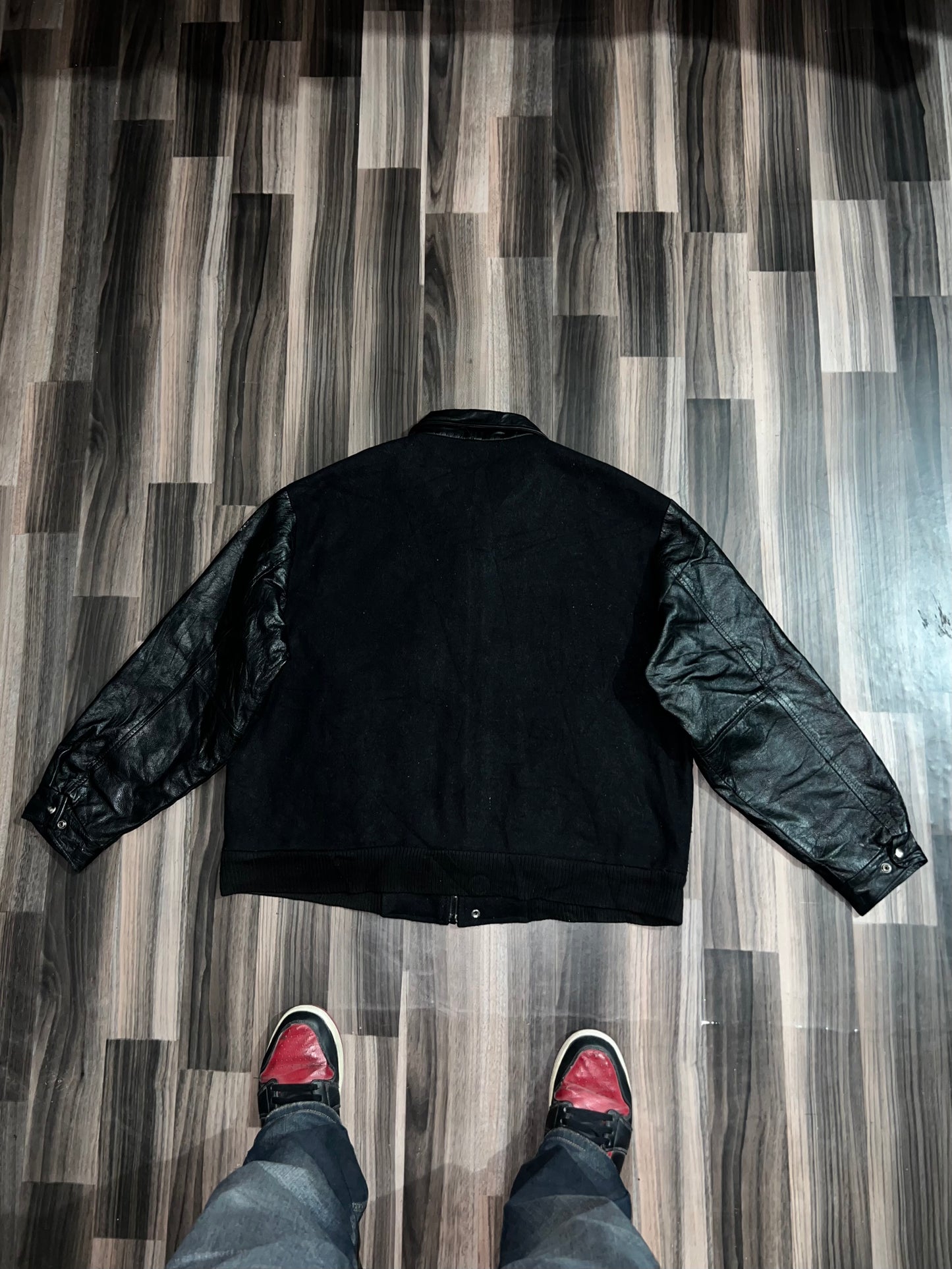 ZUltra Premium Original Leather Sleeve Varsity Jacket (L/XL)