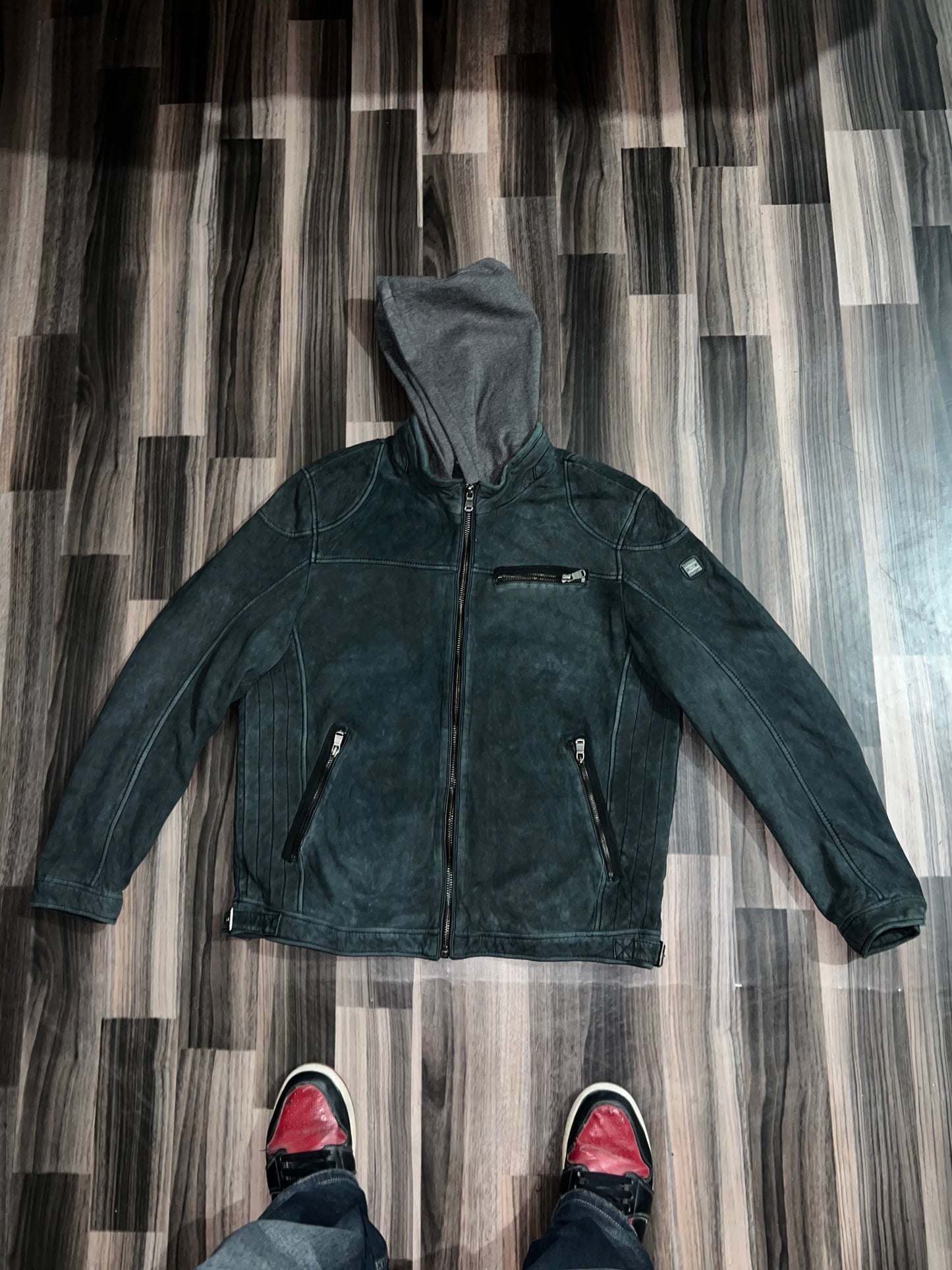 ZPremium Leather Jacket (Removable Cap) (L/XL)