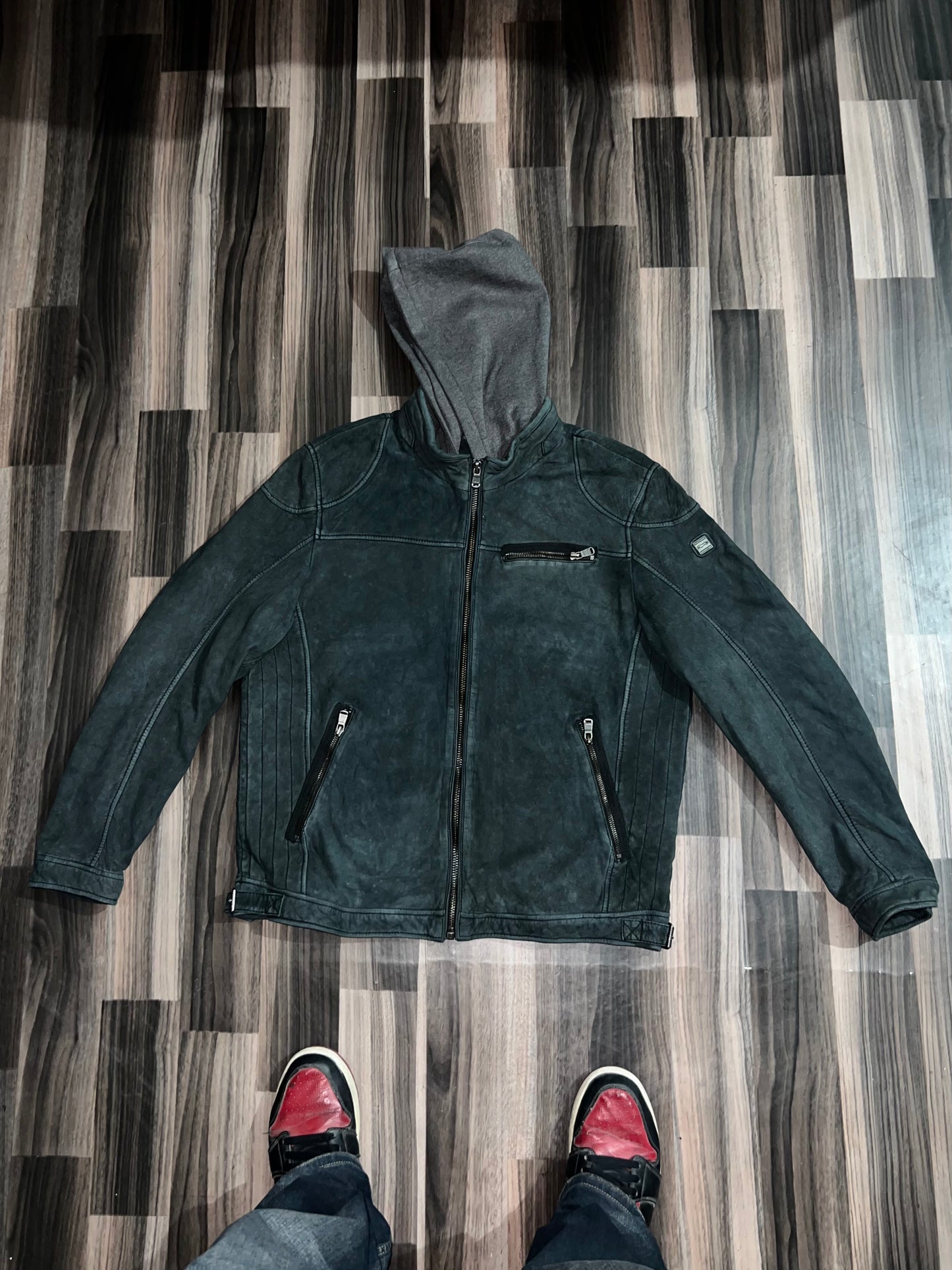 ZPremium Leather Jacket (Removable Cap) (L/XL)
