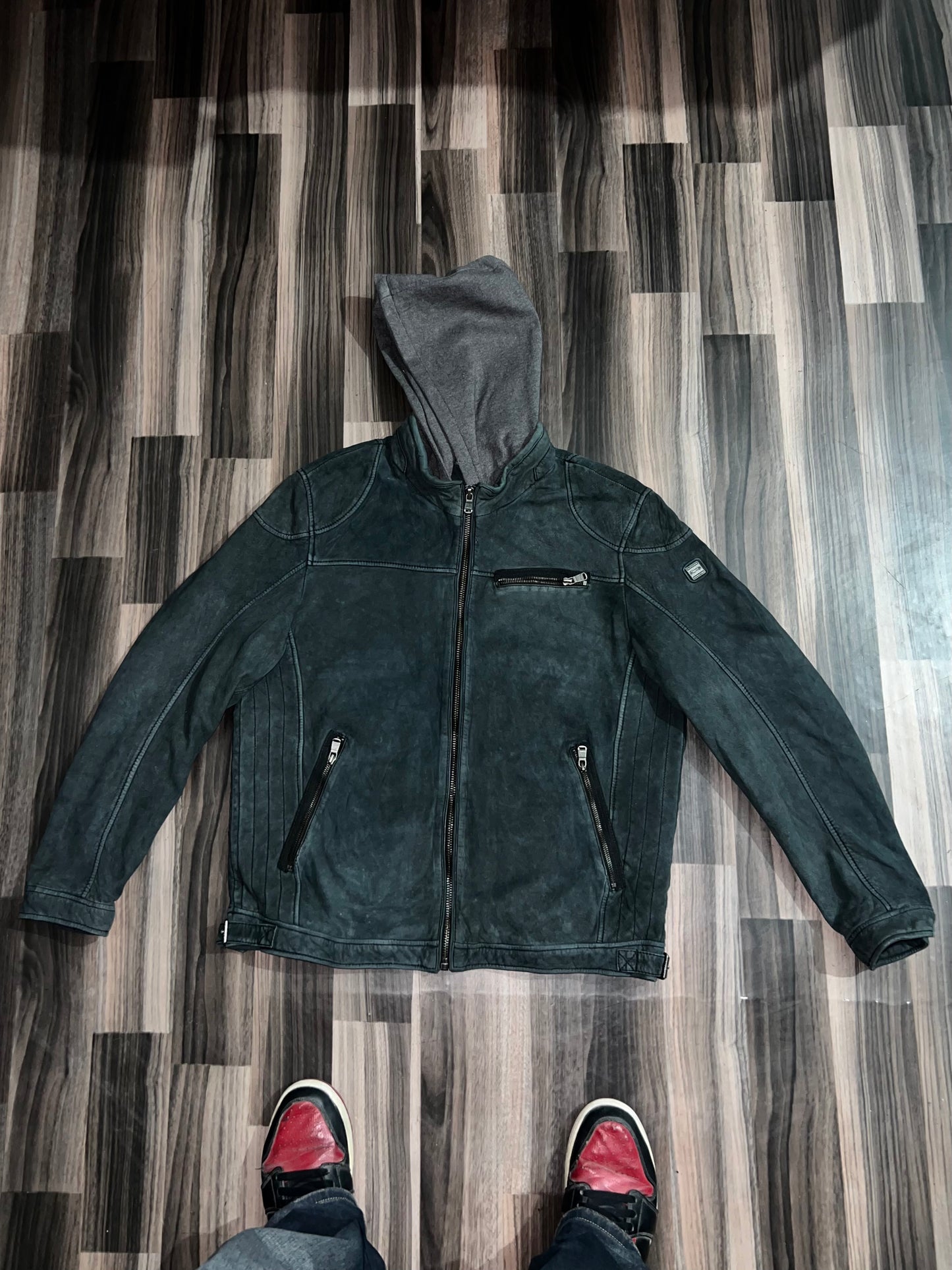 ZPremium Leather Jacket (Removable Cap) (L/XL)