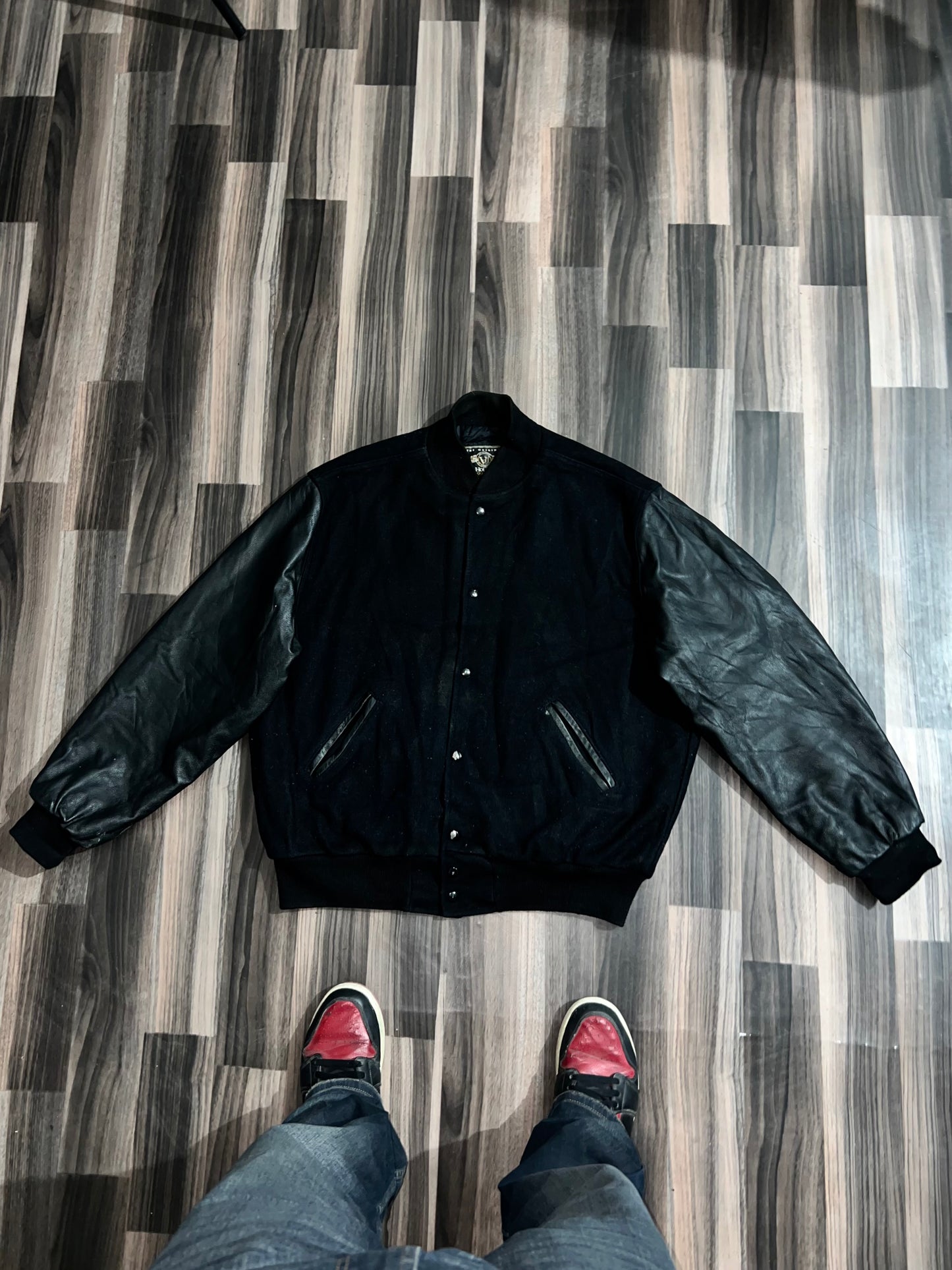 ZPremium Original Leather Sleeve Varsity Jacket (L/XL)