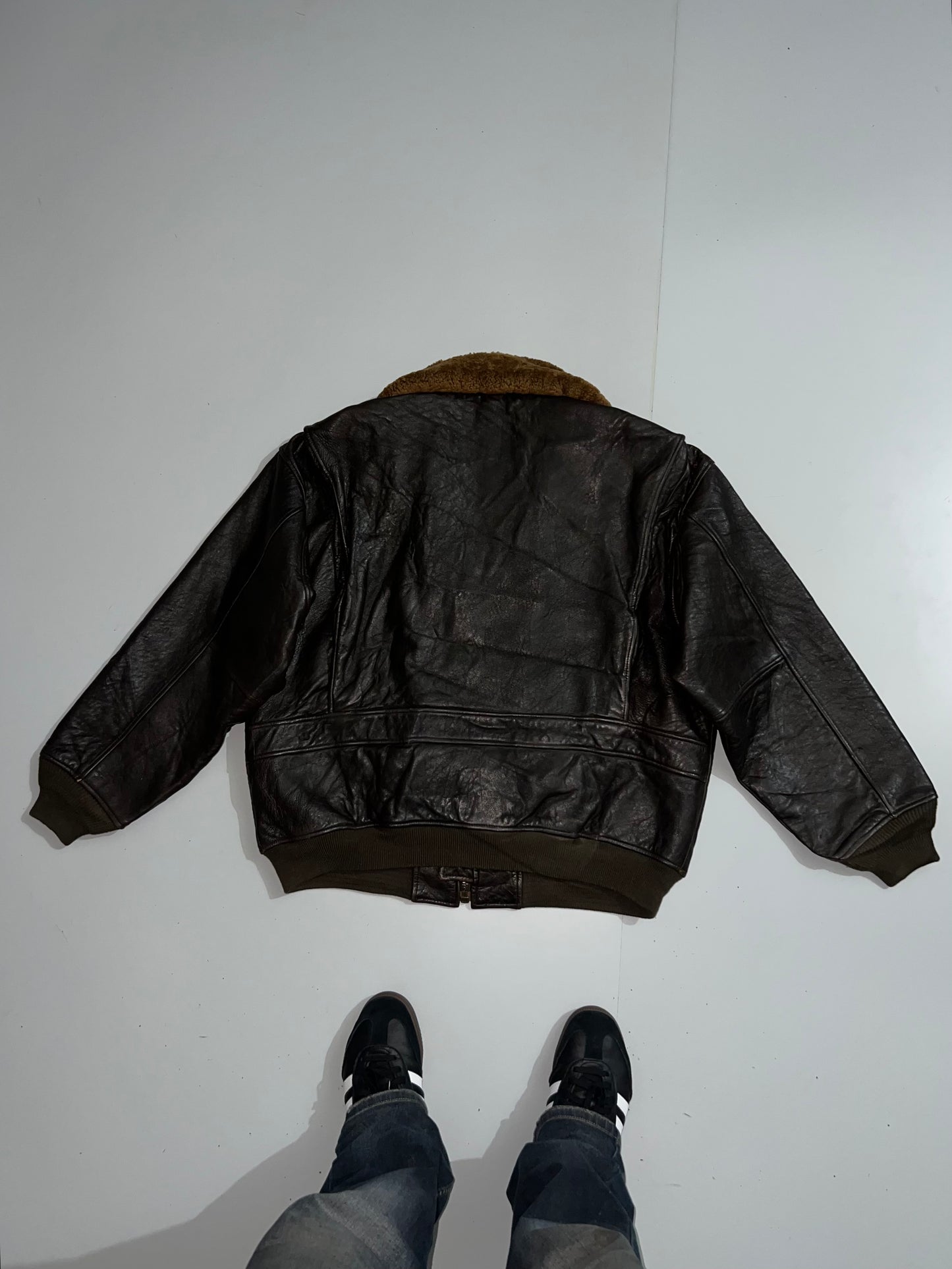 Z Rare Vintage Avirex G-1 U.S. Navy Leather Flight Original leather Jacket (2XL/3XL)