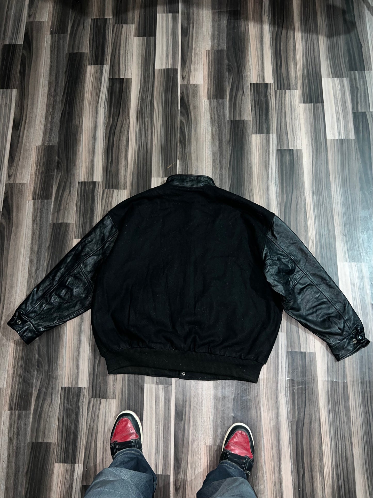 zPremium Leather Varsity Jacket (XL/2Xl)