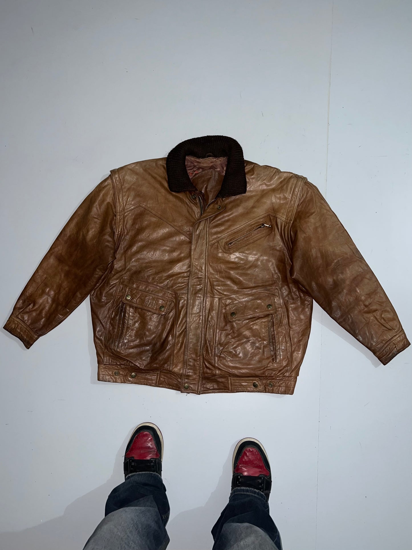 ZDetachable Arms Original Leather Jacket (XL/2XL)