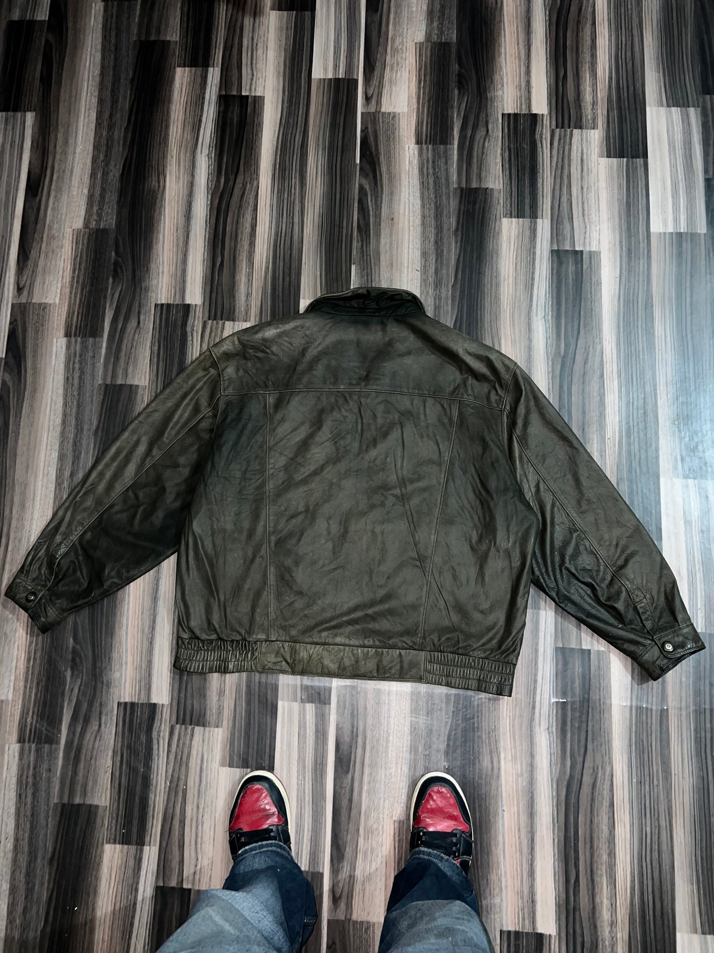 A b Super Premium Original Leather Jacket (2XL)