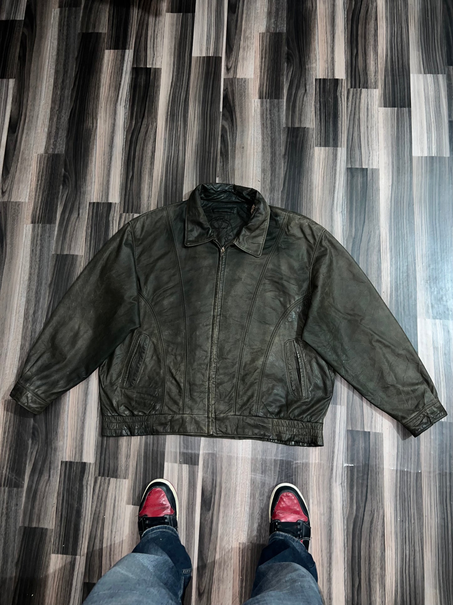 A b Super Premium Original Leather Jacket (2XL)