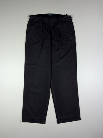 Vintage Polo Ralph Lauren Andrew Pant Black Pleated Chinos (W:35) (L:43)
