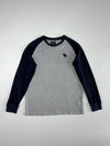 Abercrombie & Fitch Grey & Navy Moose Logo Raglan Long Sleeve T-Shirt – (XL)