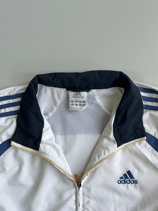 Adidas Vintage 3-Stripe Windbreaker Jacket White & Navy (L)