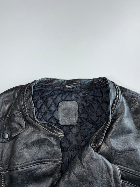 Vintage Real Leather Biker Jacket (L/XL)