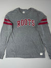 Roots Canada Varsity Arch Logo Long Sleeve Tee — Heather Grey Burgundy (XL)