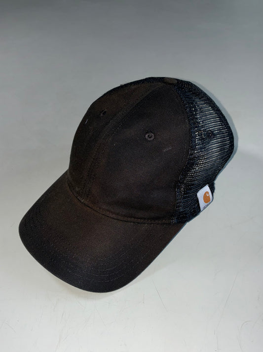 Carhartt Black Canvas Mesh-Back Trucker Cap – Minimal Blank Front (Adjustable)
