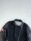 Black Leather Sleeve Asymmetric Biker Jacket – Quilted Shoulders, Skull Patch  Leather Sleeves Women’s (S)