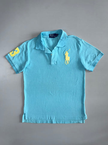 Polo Ralph Lauren Sky Blue Big Pony Polo Yellow #3 Sleeve (M)