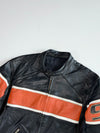 Vintage Black & Orange Leather Café Racer Jacket  No. 99 Racing Stripe (M)