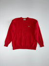 Chemise Lacoste Red Cable Knit Crewneck Sweater with Croc Logo (L/XL)