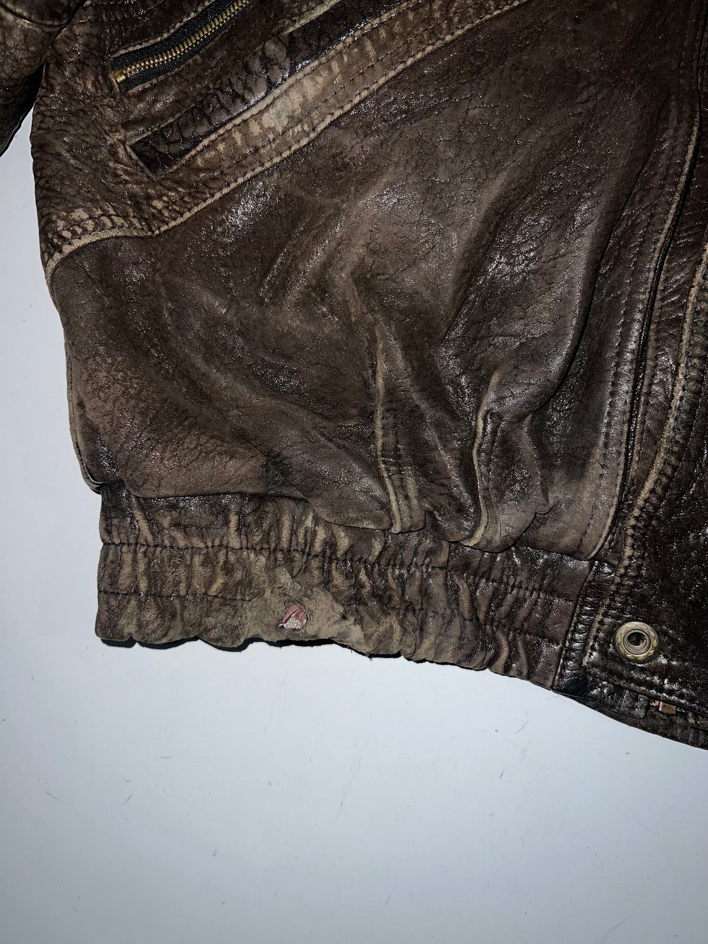 !Super Rare Original Leather Heavy Jacket Inside FUR (2XL)