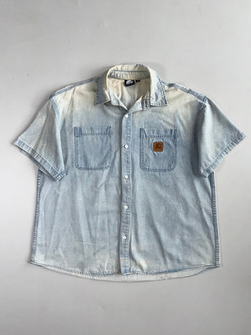 Starter Black Label Light Wash Denim Short Sleeve Work Shirt(2Xl)