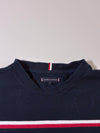 Tommy Hilfiger Signature Flag Stripe Crewneck T-Shirt – Navy Blue (M)