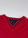 Tommy Hilfiger | Red Cotton Cashmere V-Neck Sweater | (XL)