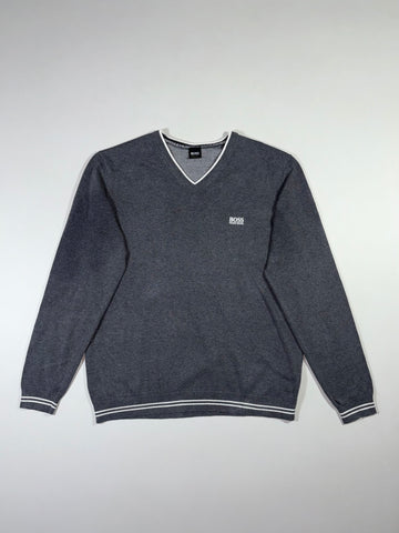 BOSS Hugo Boss Tipped V-Neck Sweater  Charcoal Grey (L)