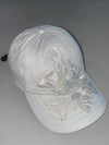 EDC by Esprit White Cap – Tonal Floral Embroidery, Leather Strap Back (Adjustable)