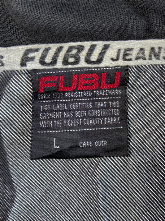Vintage FUBU Jeans Black Denim Hoodie Jacket – Colorblock Zip-Up (XL)