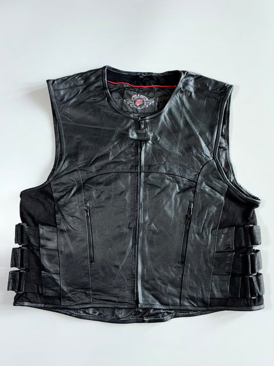 Jack & Moto Tactical Leather Biker Vest (3Xl)
