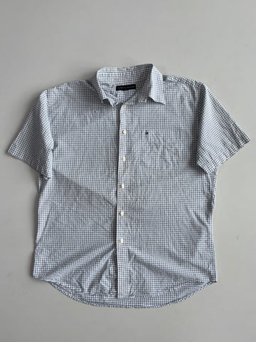 Tommy Hilfiger Gingham Check Short Sleeve Shirt in Grey(Xl)