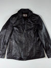 ROBO Black Leather-Look Collared Zip-Up Jacket (S)