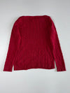 Lauren Ralph Lauren Red Cable Knit Boat Neck Sweater with Gold Buttons women’s(M)