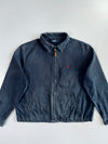 Polo Ralph Lauren 100% Cotton Made in Portugal Red Pony Pull Faded Black Full-Zip Harrington Jacket (XL)