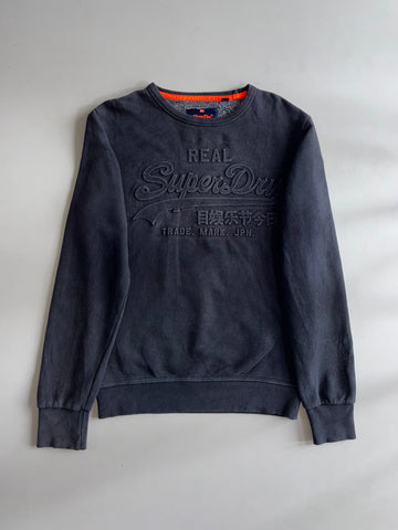Superdry Embossed Logo Crewneck Sweatshirt – Charcoal Grey (S)