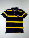 Tommy Hilfiger Striped Rugby Polo — Navy/Yellow TH Crest Patch (L)